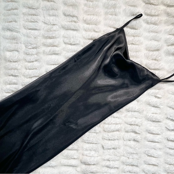 LAST CHANCE: Bebe Black Satin Bias Slip Dress - Picture 2 of 10
